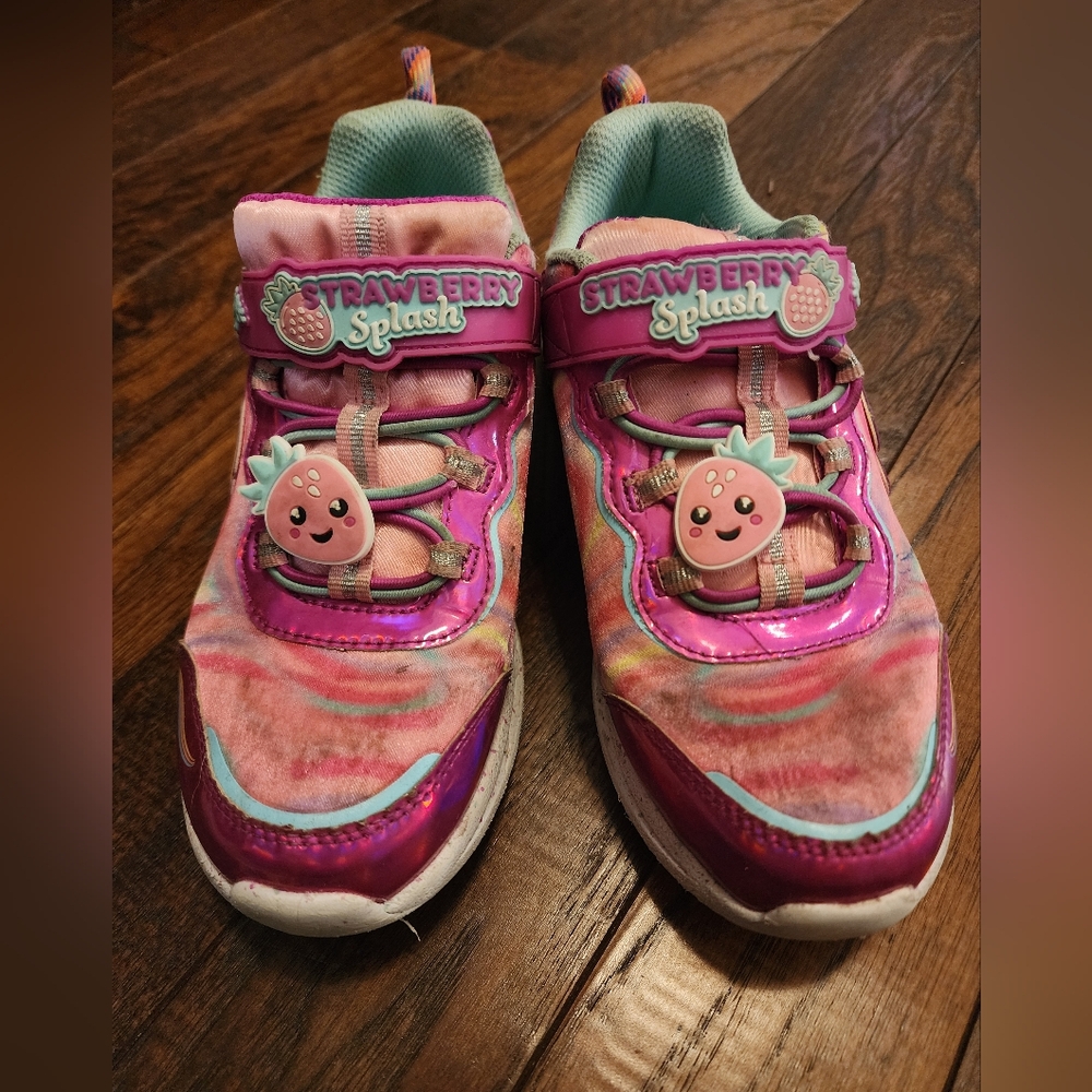 Sketchers memory foam, strawberry splash sneakers, girls size 2